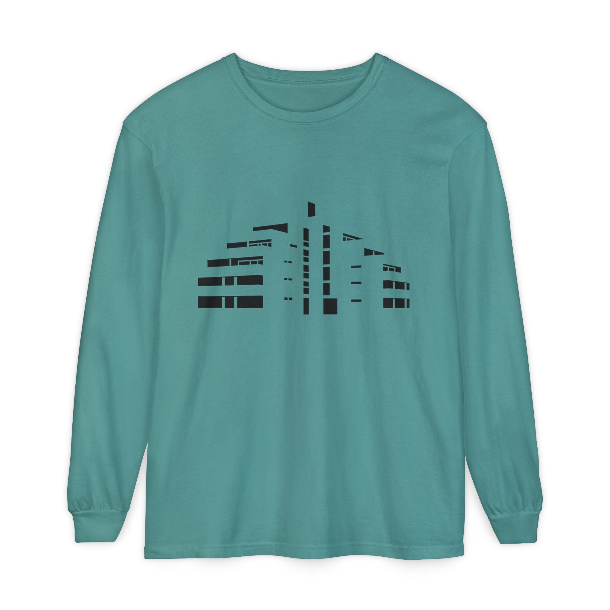 Minimal Skyline Long Sleeve T-Shirt — Abstract Cityscape Tee