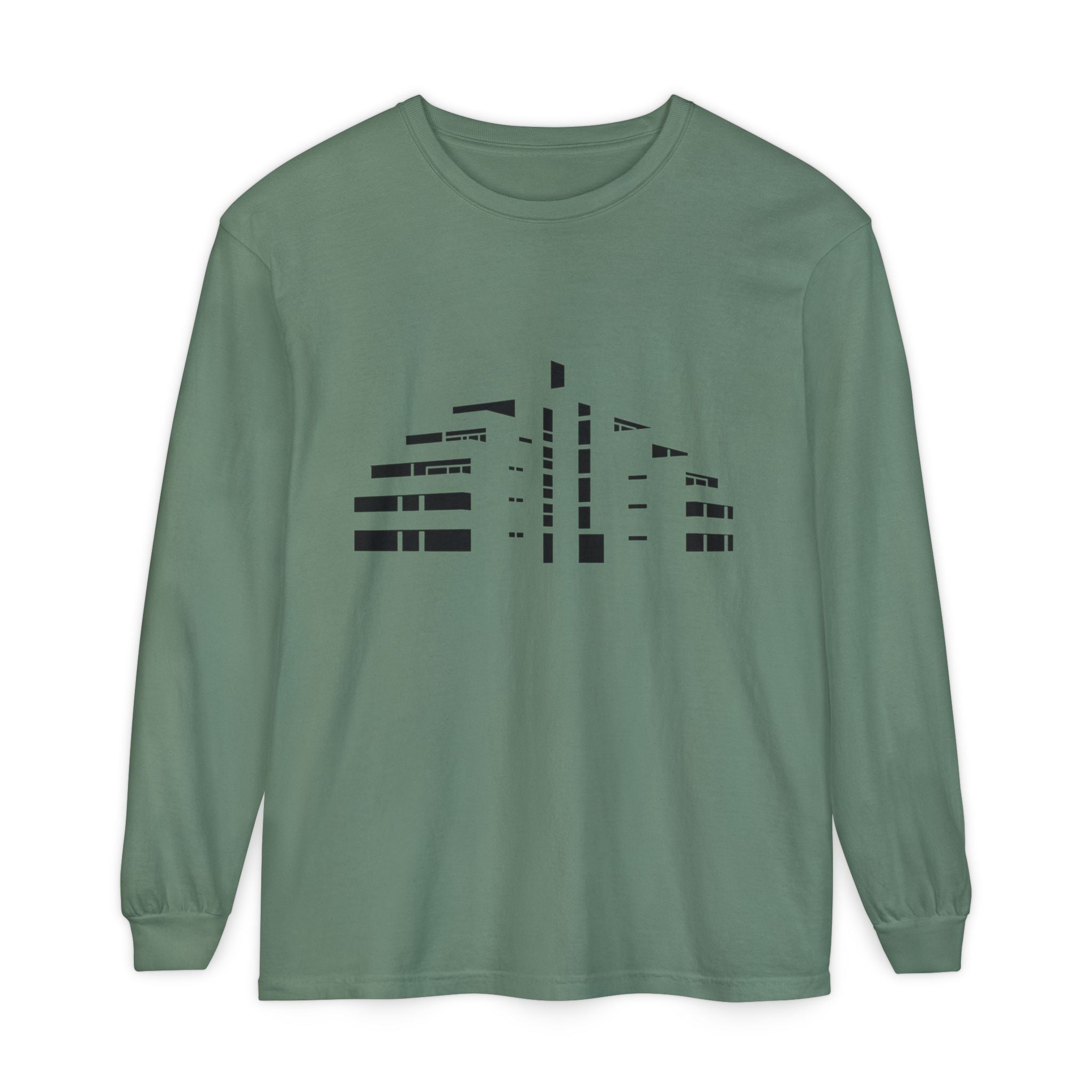 Minimal Skyline Long Sleeve T-Shirt — Abstract Cityscape Tee