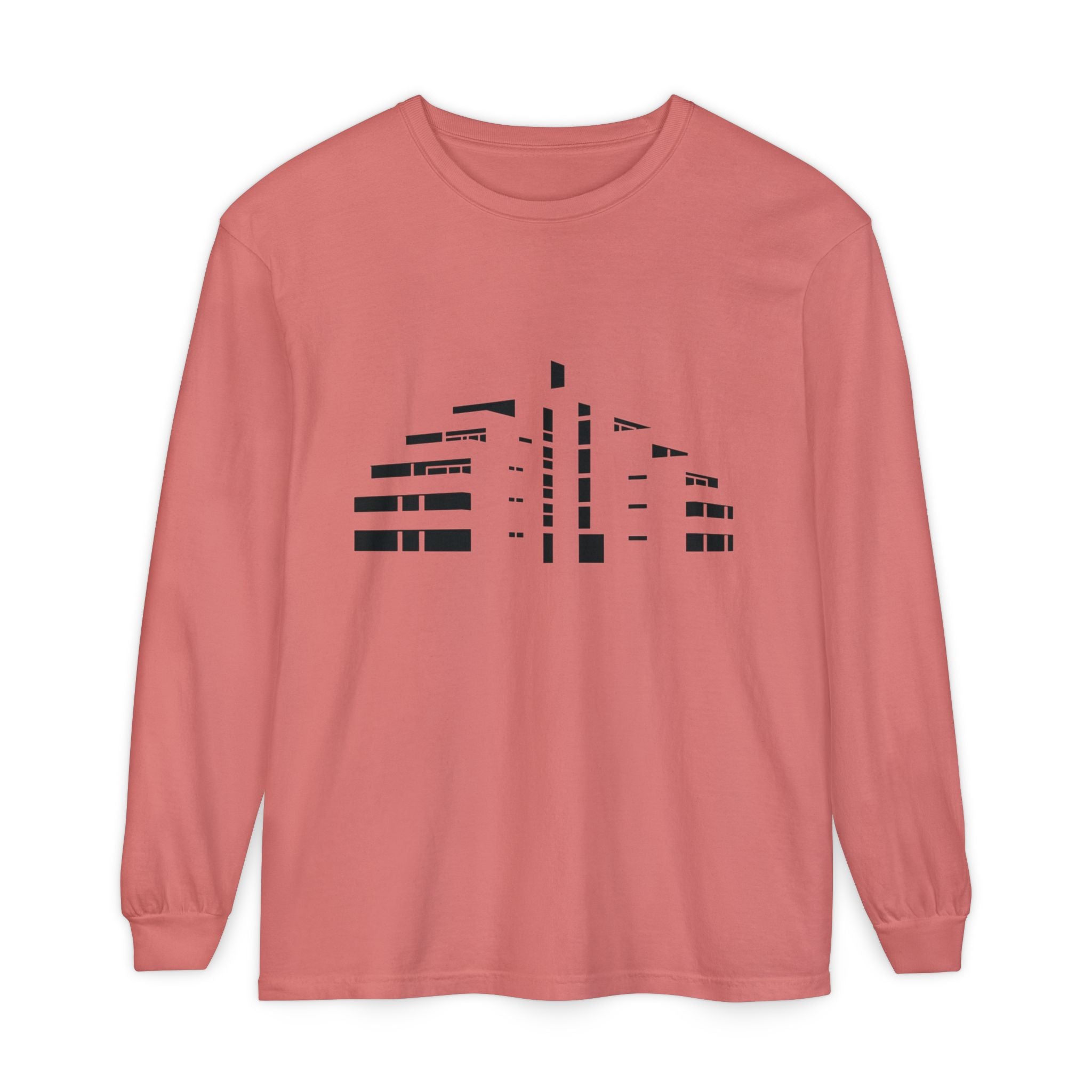 Minimal Skyline Long Sleeve T-Shirt — Abstract Cityscape Tee