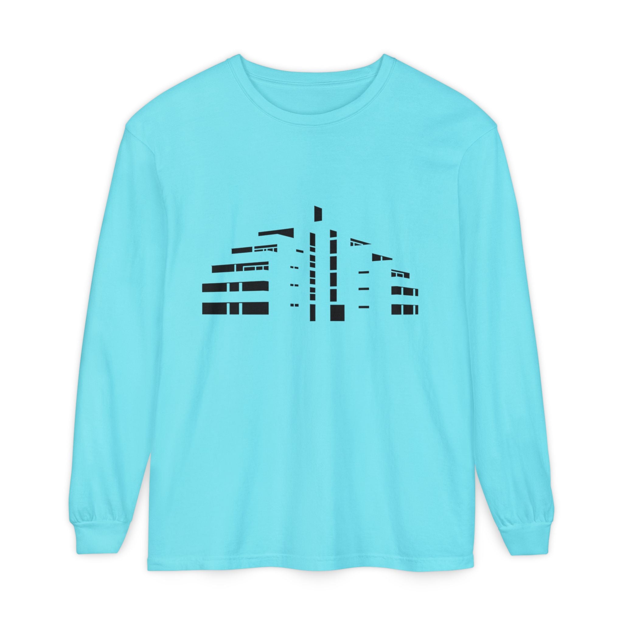 Minimal Skyline Long Sleeve T-Shirt — Abstract Cityscape Tee