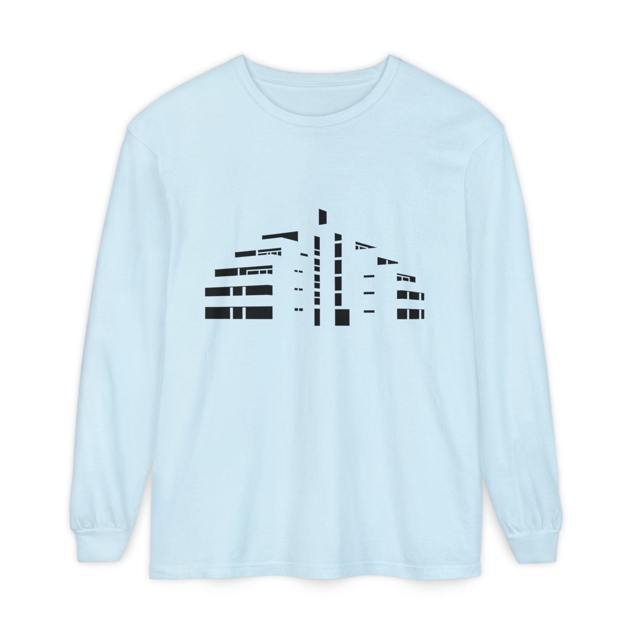 Minimal Skyline Long Sleeve T-Shirt — Abstract Cityscape Tee
