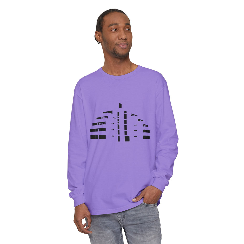 Minimal Skyline Long Sleeve T-Shirt — Abstract Cityscape Tee