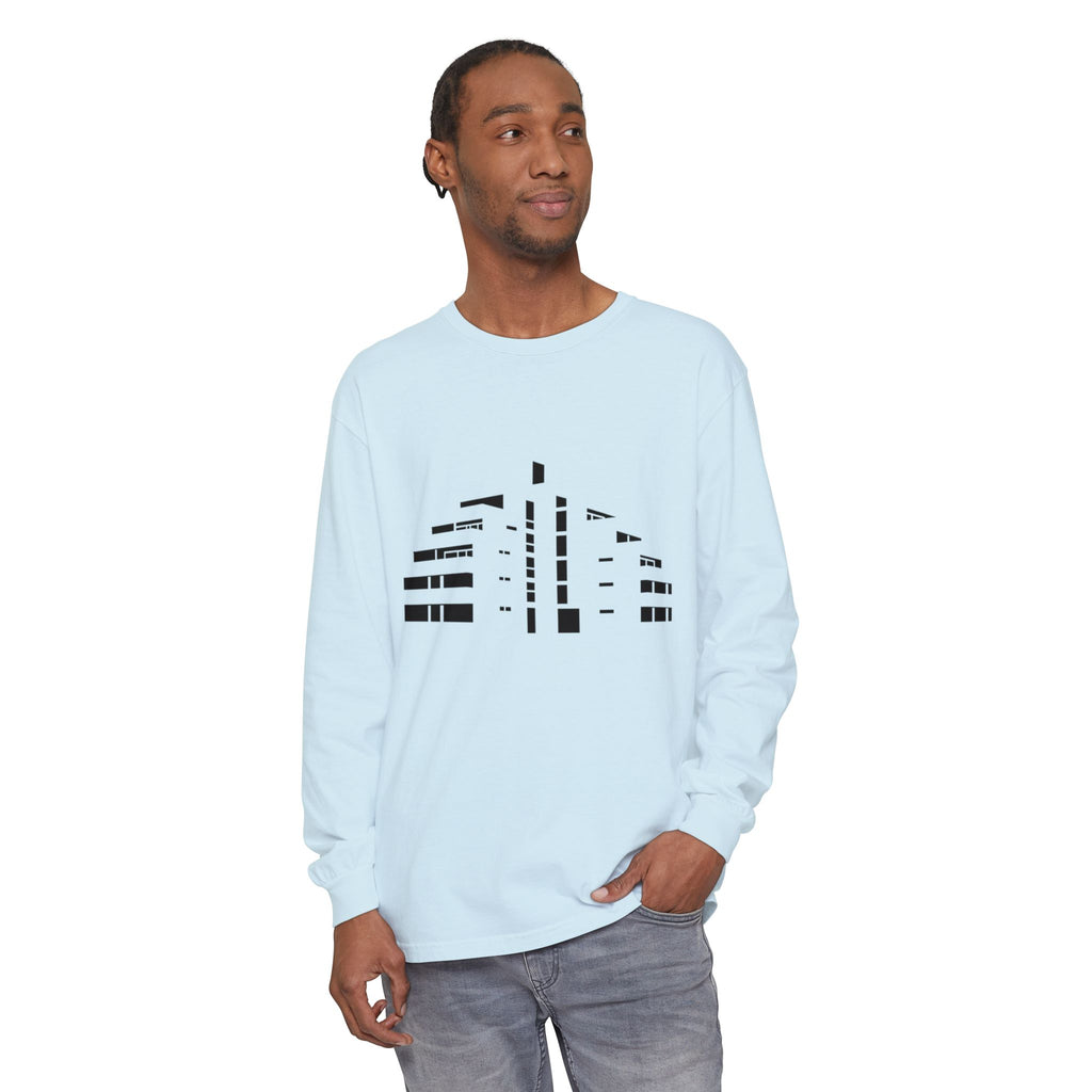 Minimal Skyline Long Sleeve T-Shirt — Abstract Cityscape Tee