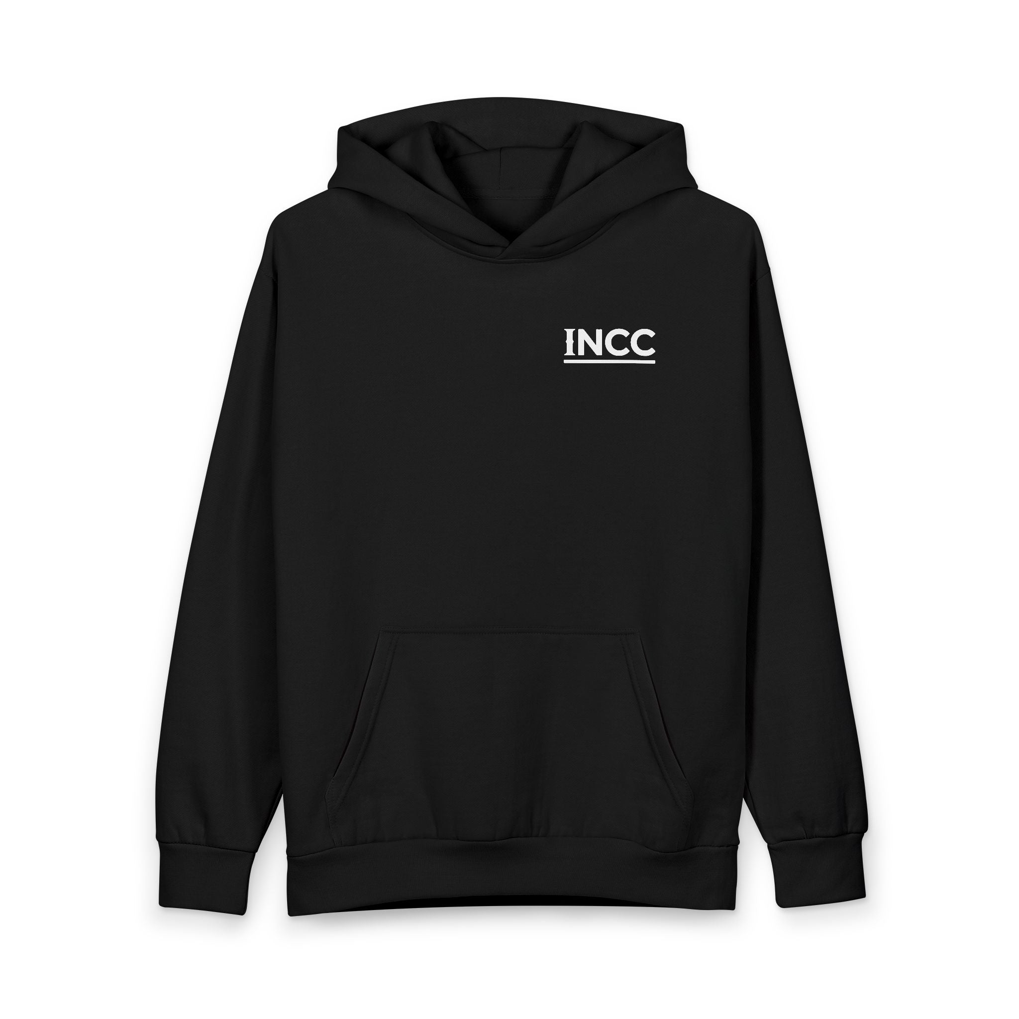 INCC Hoodie - Minimal Black Pullover Streetwear