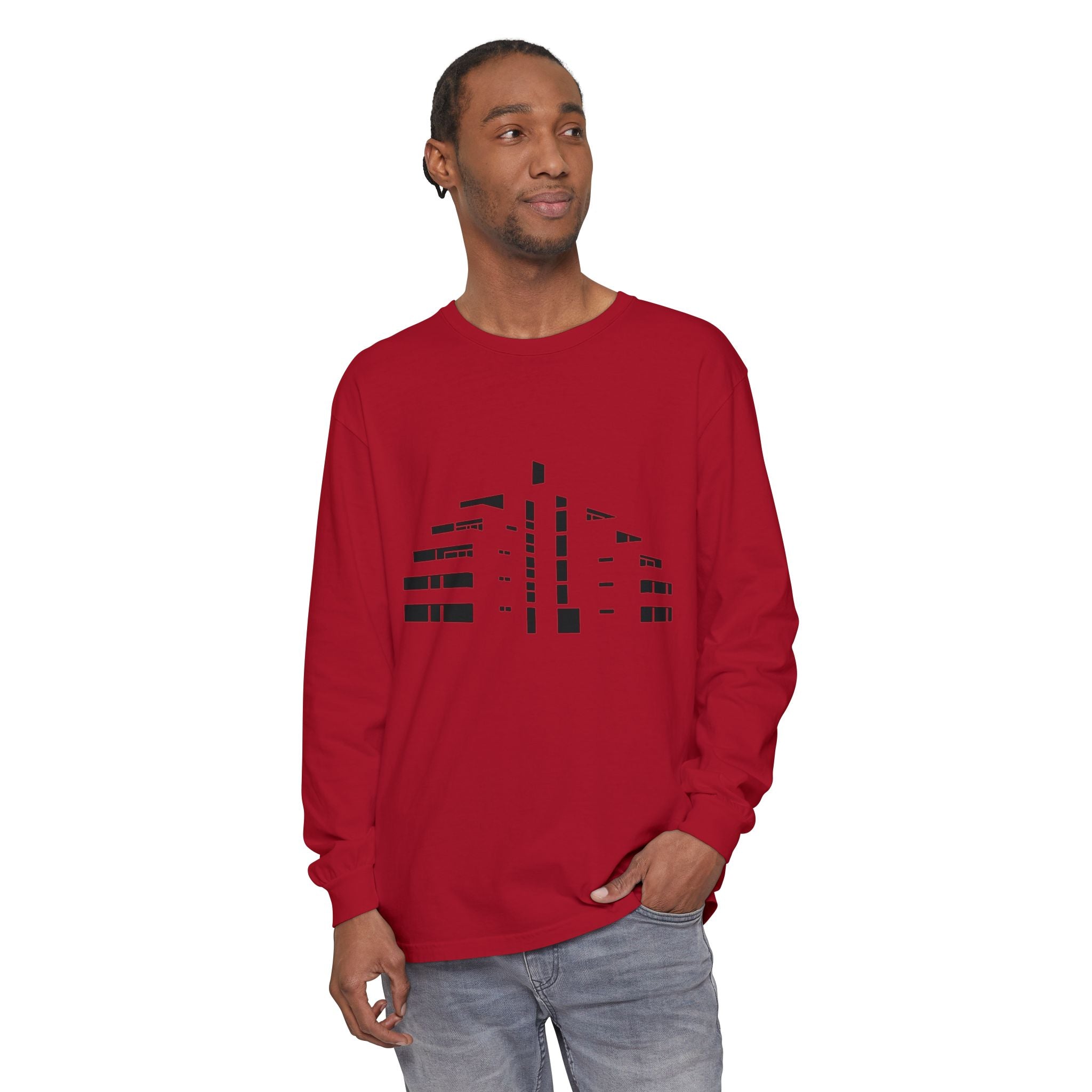 Minimal Skyline Long Sleeve T-Shirt — Abstract Cityscape Tee