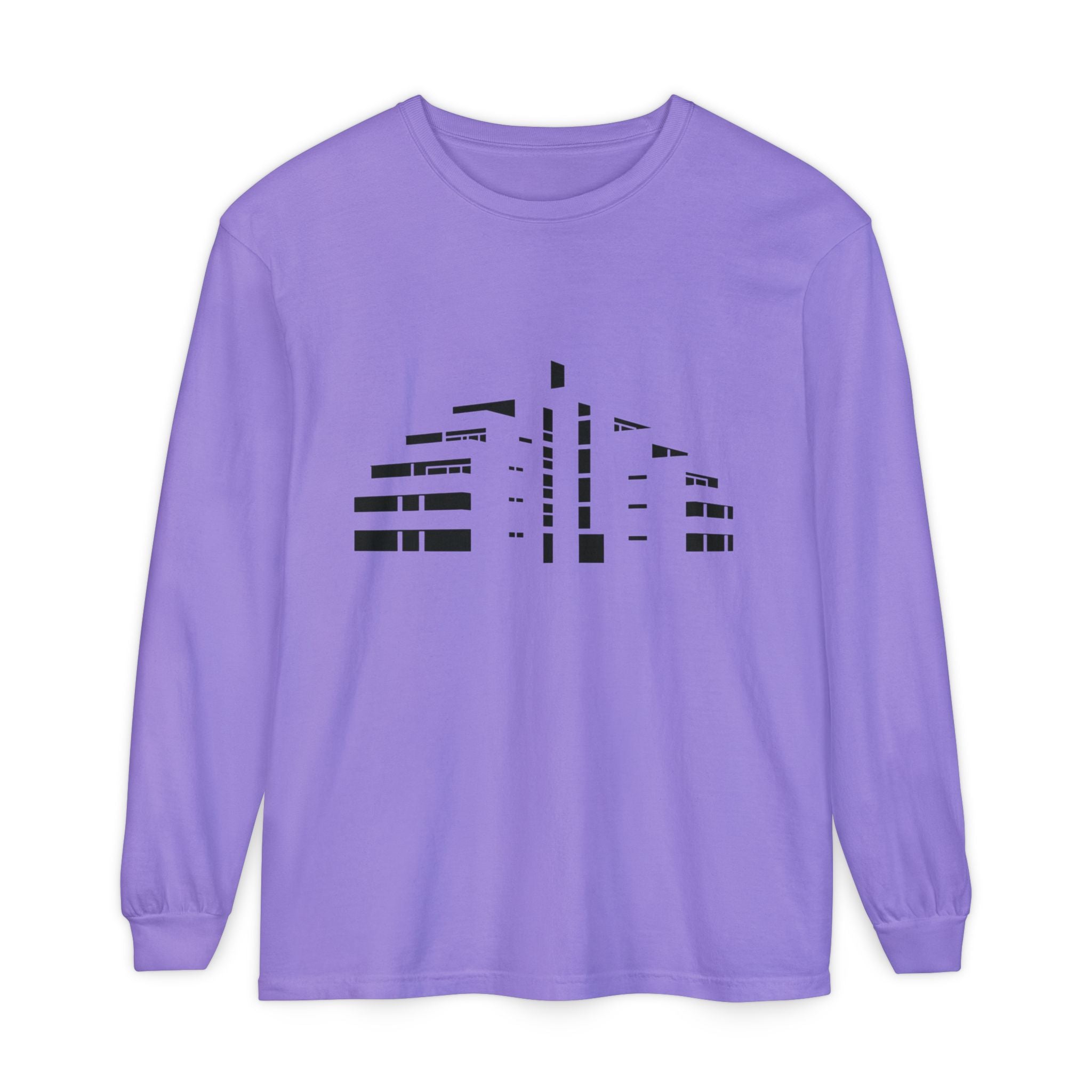 Minimal Skyline Long Sleeve T-Shirt — Abstract Cityscape Tee