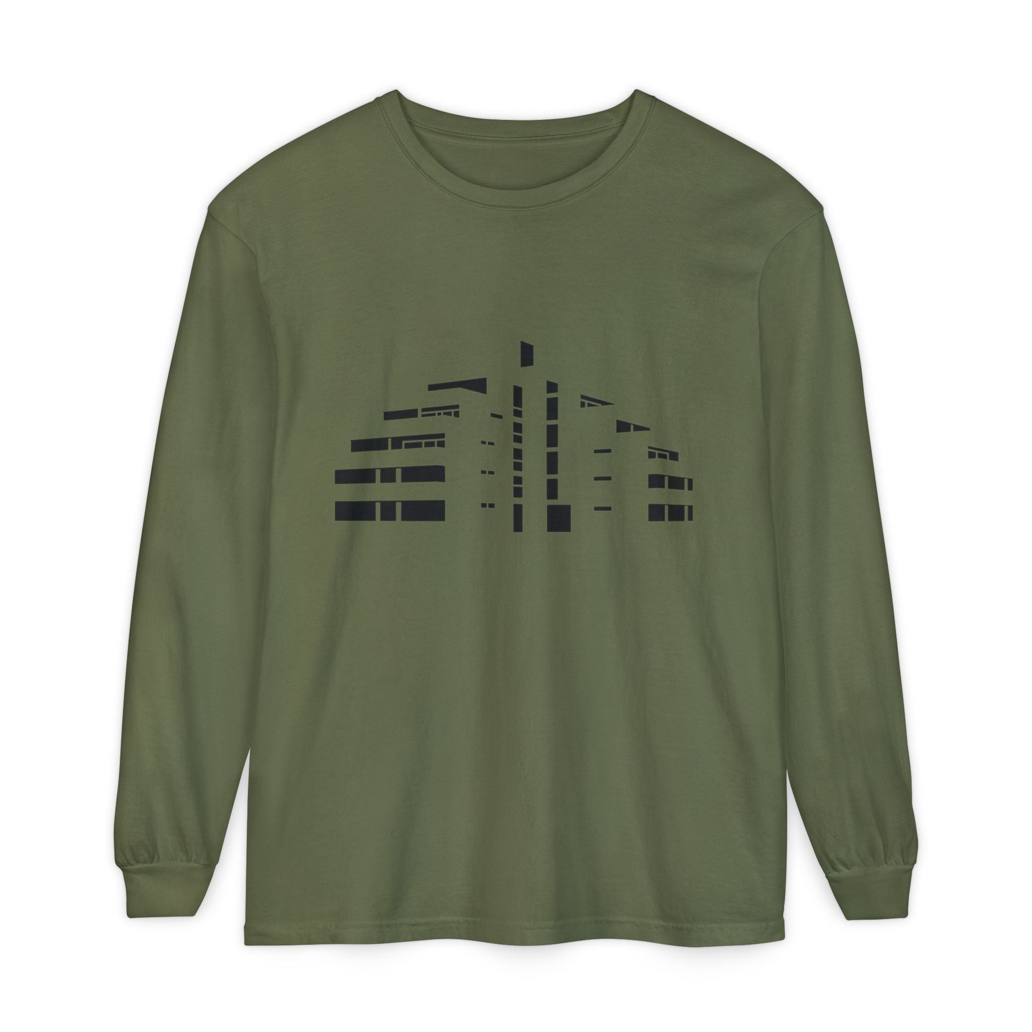 Minimal Skyline Long Sleeve T-Shirt — Abstract Cityscape Tee