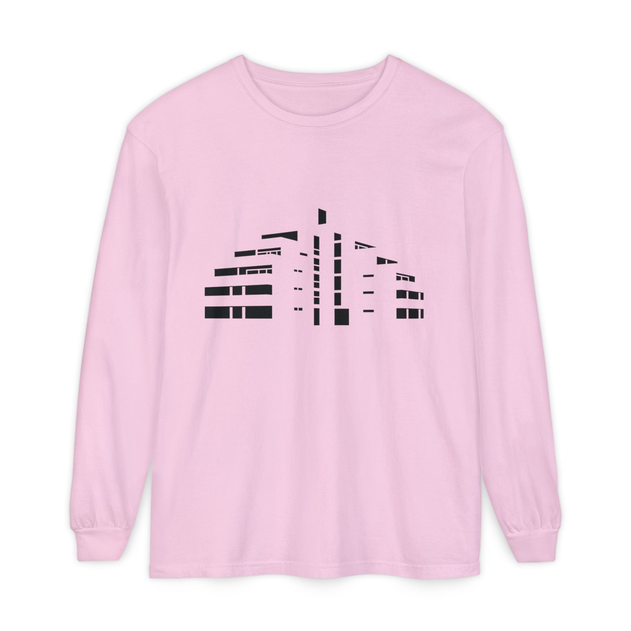 Minimal Skyline Long Sleeve T-Shirt — Abstract Cityscape Tee