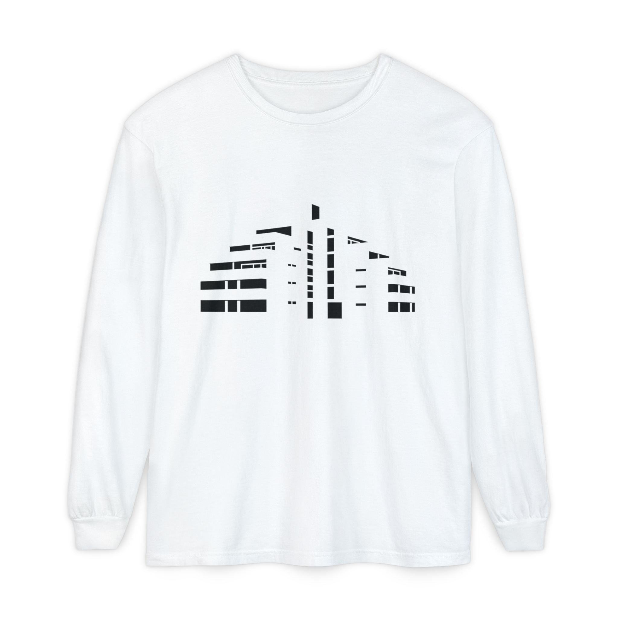 Minimal Skyline Long Sleeve T-Shirt — Abstract Cityscape Tee