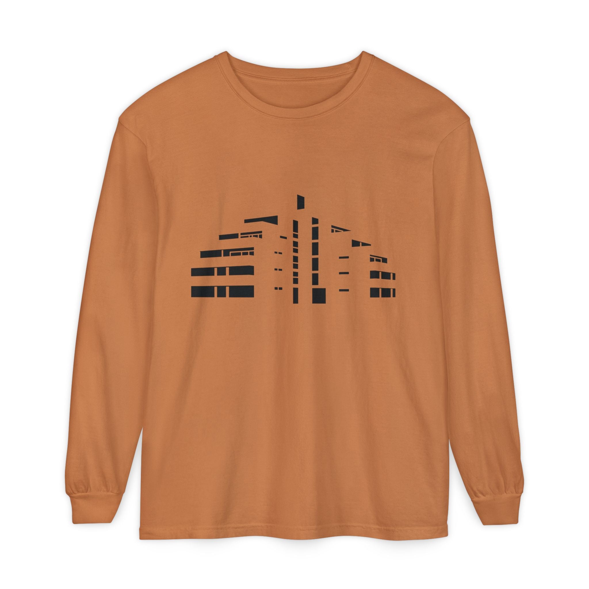 Minimal Skyline Long Sleeve T-Shirt — Abstract Cityscape Tee